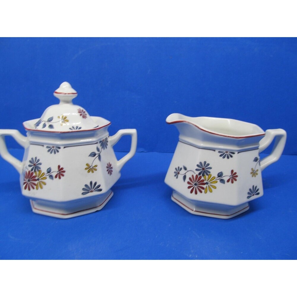 Adams Ironstone Vermont Covered Sugar Dish And Creamer Excellent Cond